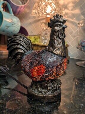 Mosaic Glass Rooster Table Accent Lamp